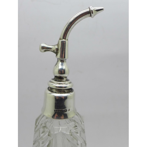 892 - A silver mounted scent atomiser, a silver handled boot hook and a silver Charles Horner thimble