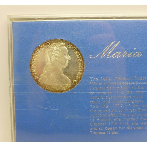 905 - A Marie Theresia coin and a 1977 souvenir medal