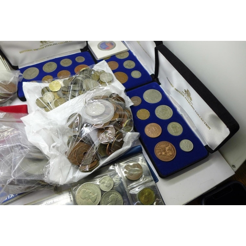 949 - A large collection of British and foreign coins, commemorative sets including 1976 Olympics, medalli... 