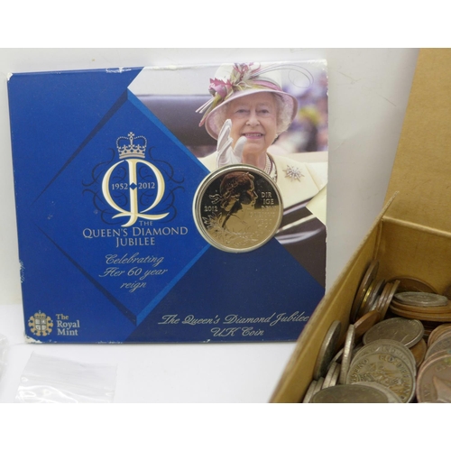 950 - A collection of coins including British and foreign and a Queen's Diamond Jubilee coin