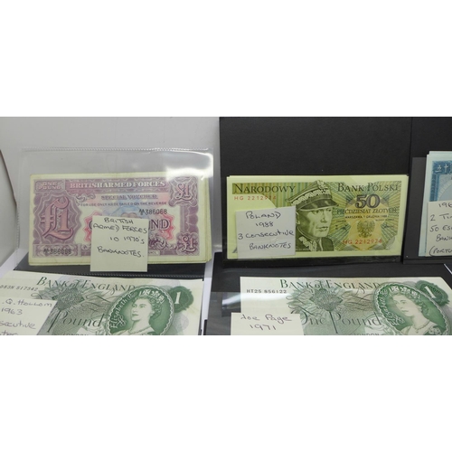 951 - British and foreign uncirculated bank notes, including consecutive numbers in series, and ten Britis... 