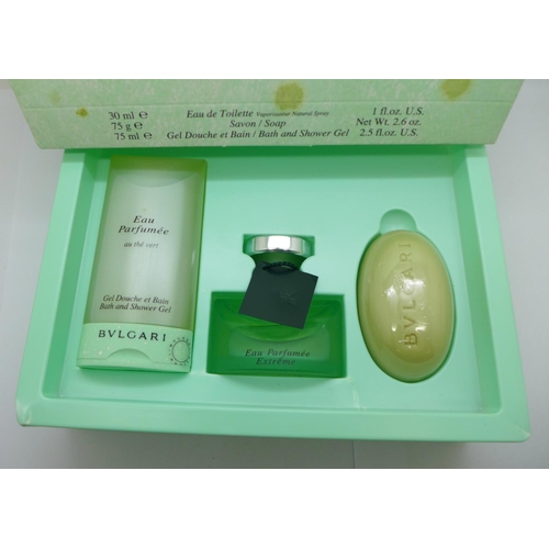 952 - Bulgari Eau Parfumee, Eau de Toilette, Soap and Bath and Shower Gel set