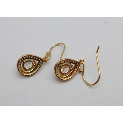 957 - A pair of silver gilt drop earrings