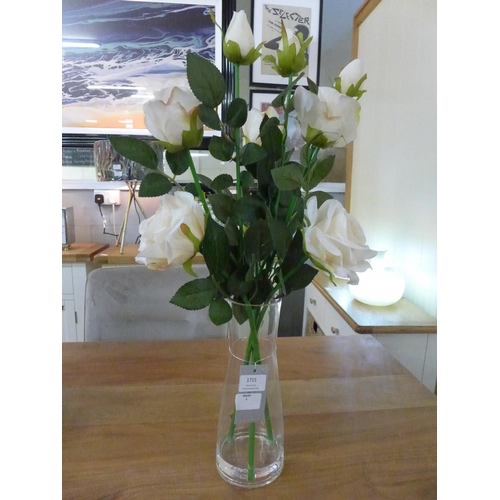 1427 - A spray of cream roses in a glass vase, 60cms, (50108908)   #