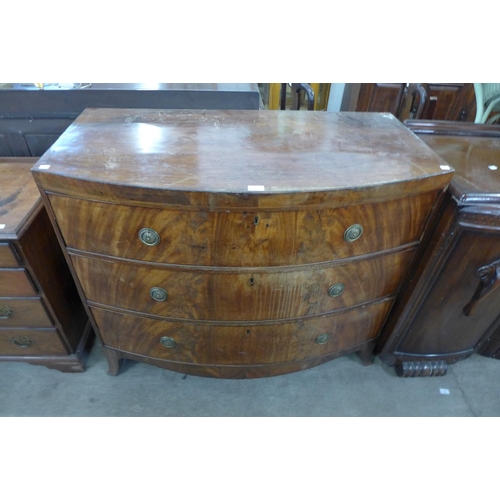 218 - A George III mahogany bow front chest of drawers