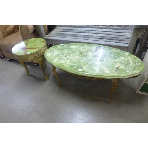 238 - A faux onyx coffee table and an occasional table