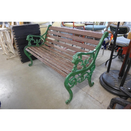 250 - A cast iron ended garden bench