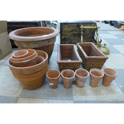 260 - A pair of terracotta garden planters and other terracotta plant pots