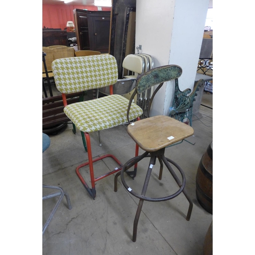 269 - An industrial machinist's chair and a tubular steel high chair