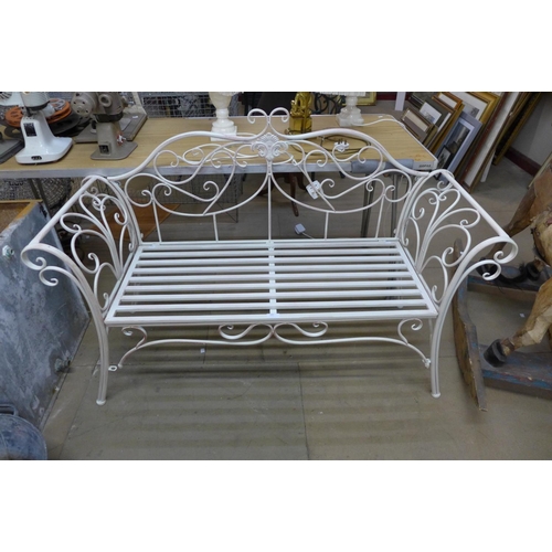 280 - A painted metal garden bench