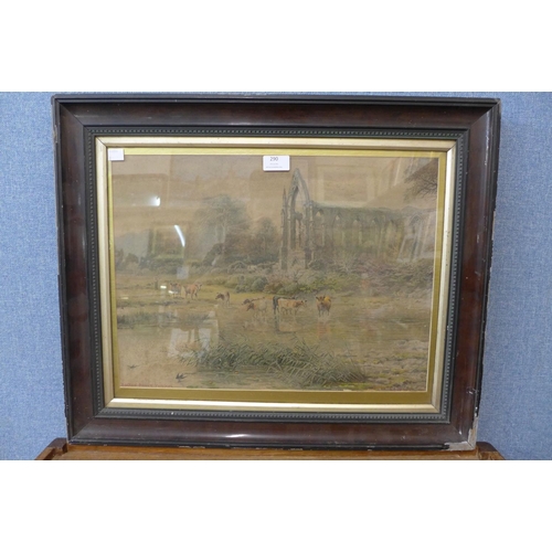 290 - R.F. McIntyre, Bolton Abbey, Yorkshire, watercolour, framed