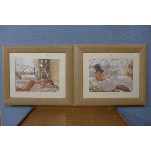 294 - A pair of prints of semi nude females, framed