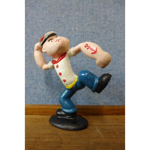 348 - A small painted cast iron Popeye figure