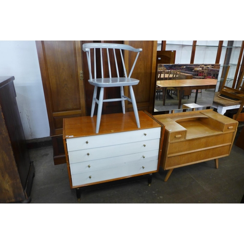 88 - A G-Plan painted oak Brandon chest of drawers, a/f, an oak dressing table and a painted chair