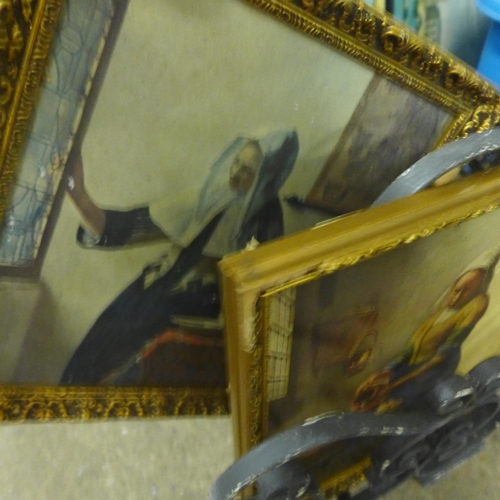 2253 - Large qty. of vintage prints, plus mirror in frame, etc.