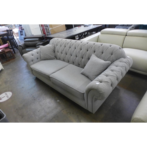 1575 - A Mushroom  Bordeaux 4 Seater Button Back Fabric Sofa Rrp £791.66 + Vat - marked (4059-27 ) * This L... 