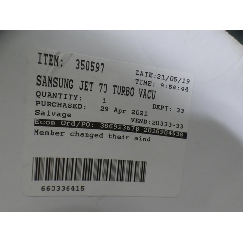 3165 - Samsung Jet 70 Turbo Vacuum Cleaner, RRP £249.99 + VAT (229-341, 516) * This lot is subject to VAT