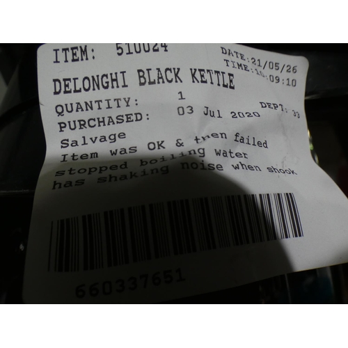 3180 - Delonghi Avvolta Class Black and Blue Kettle (229-343) * This lot is subject to VAT