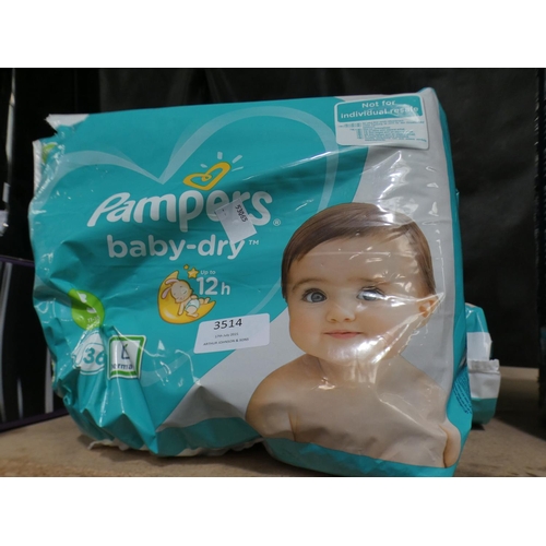 3514 - 4 Packs of Pampers Baby Dry (Size 5) (231-166) * This lot is subject to VAT