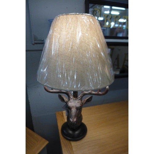 1358 - A stag head lamp with linen shade, 48cms (2069419)   #