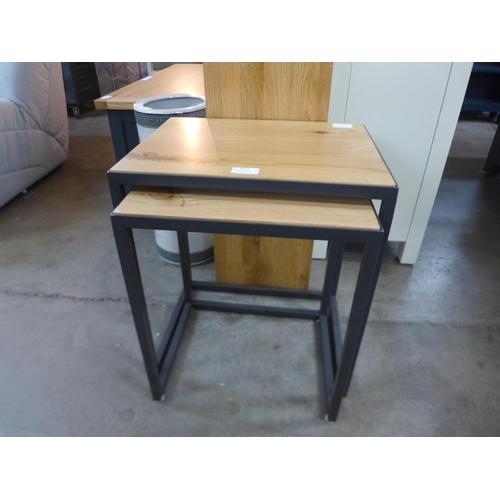 1421 - An Urban industrial oak nest of two tables  (scratched)(IE-N2T)  *this lot is subject to VAT