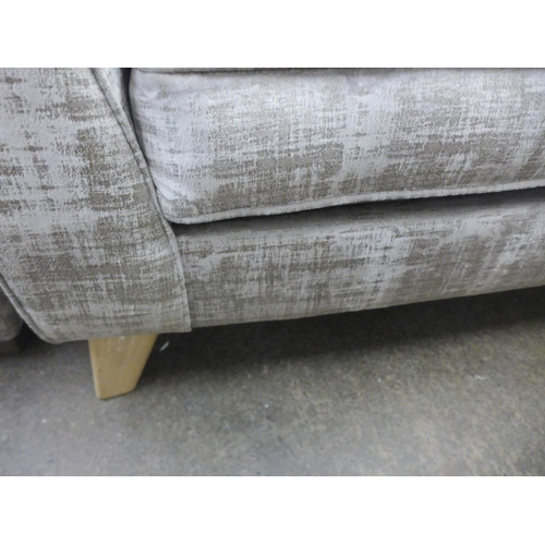 1585 - A copper and silver velvet two seater sofa