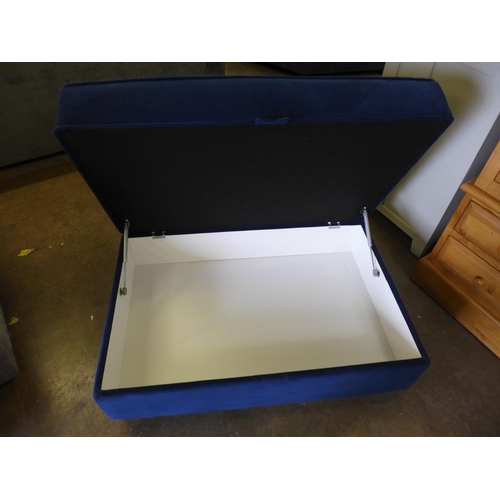 1598 - A blue velvet storage footstool