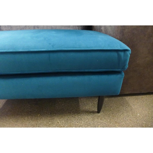 1660 - An aquamarine velvet footstool