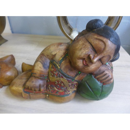 1826 - Two hardwood Buddha figurines