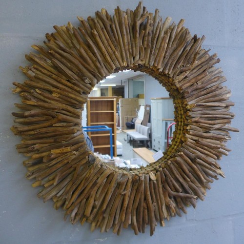 1839 - A circular driftwood mirror