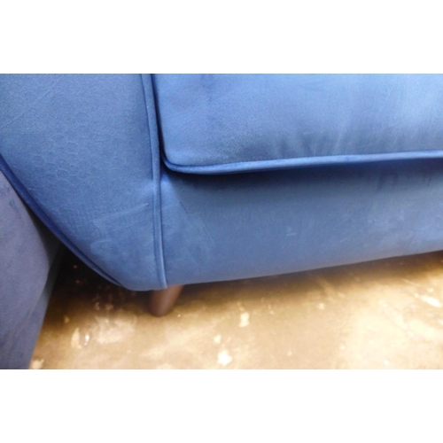 1611 - A royal blue velvet two seater sofa