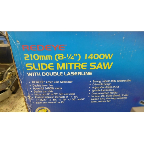 2016 - MacAllister Red Eye 210mm 1400w tilting/sliding compound mitre saw - boxed & unused