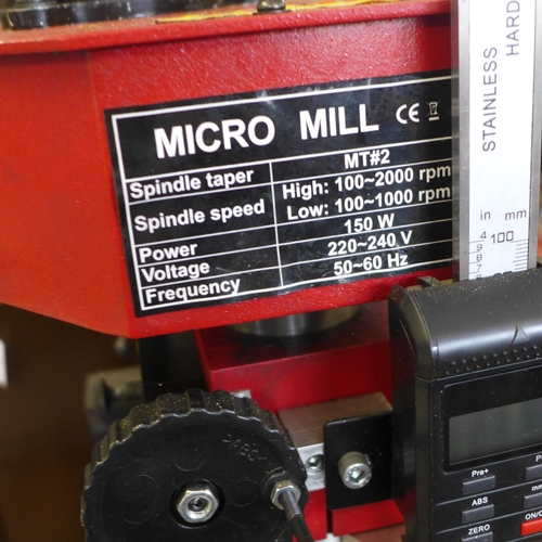 2052 - A Sieg Micro Mill, 240v 150w, with Electronica operating computer controller, wood & metalwork bench... 