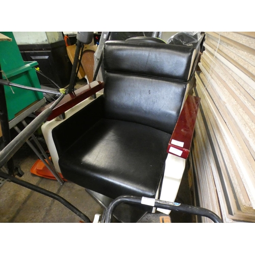 2357 - Leather & metal barber's chair