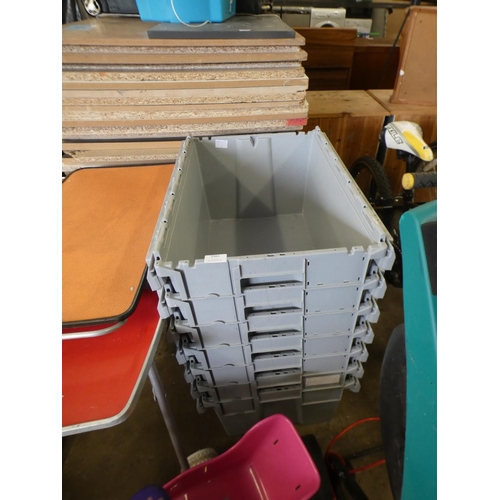 2361 - 7 Grey stackable storage boxes