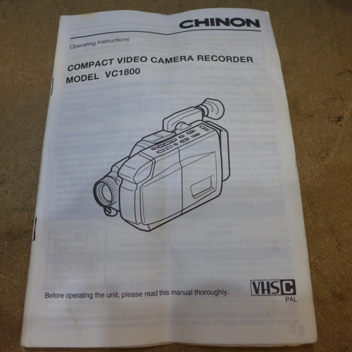 2115 - Chinon video camera with 10x power zoom - W plus charger, pr. of batteries & cables and bag