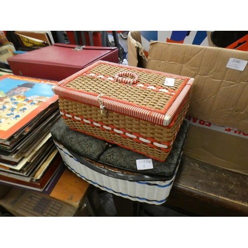 2159 - Two vintage sewing baskets with qty. of sewing equipment