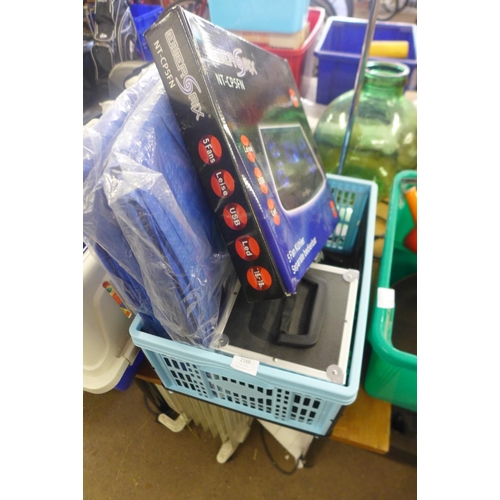 2166 - 3 Tarpaulins, cooling fan & tripod