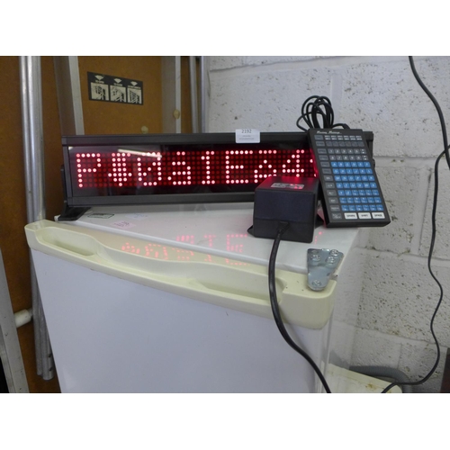 2192 - Moving programmable LCD message display board plus keyboard - approx. 50 x 10cm - W