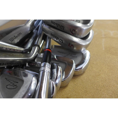 2097 - Set of Wilson deep red golf irons (3-PW) & set of Cobra Greg Norman golf irons (3-PW)