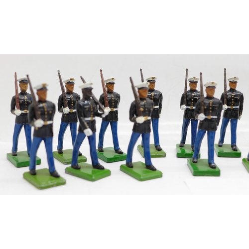 638 - Twenty 1986 Britains Toys marching Marine figures