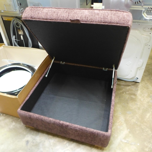 1593 - An aubergine upholstered storage footstool