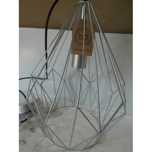 3015 - A silver painted geometric large pendant light * this lot is subject to VAT