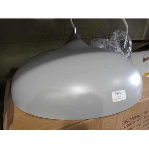 3029 - Matte grey dome Kaelan pendant light * This lot is subject to VAT