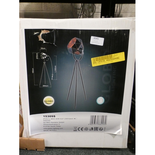 3045 - Myrtle black metal tripod floor lamp (160cm tall) * This lot is subject to VAT