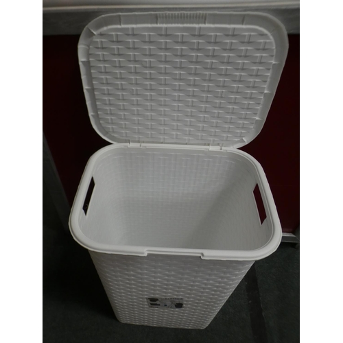 3059 - White plastic laundry basket (60cm H x 44cm W x 33cm D) * This lot is subject to VAT