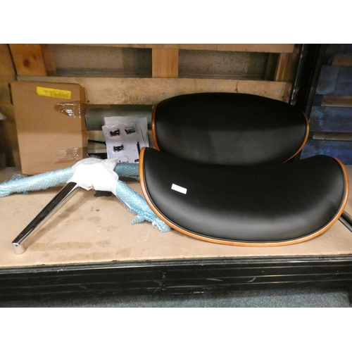 3062 - Black upholstered and walnut effect desk chair * This lot is subject to VAT