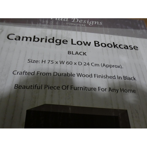 3074 - Cambridge low black bookcase (75cm H x 60cm W x 24cm D) * This lot is subject to VAT