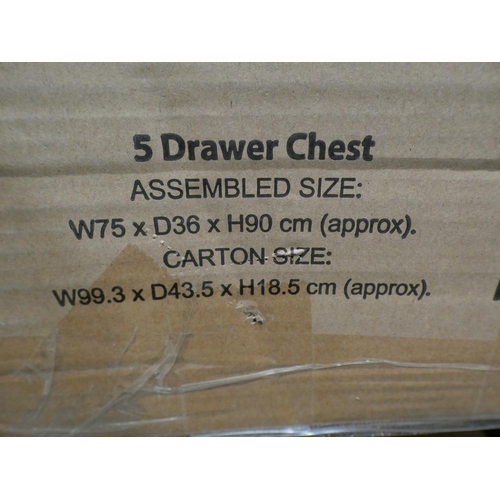 3111 - Five drawer black chest - 75cm x 36cm x 90cm * This lot is subject to VAT