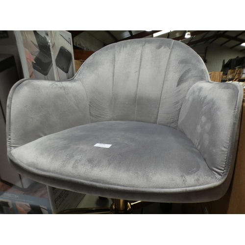 3134 - Grey velvet swivel office chair * This lot is subject to VAT